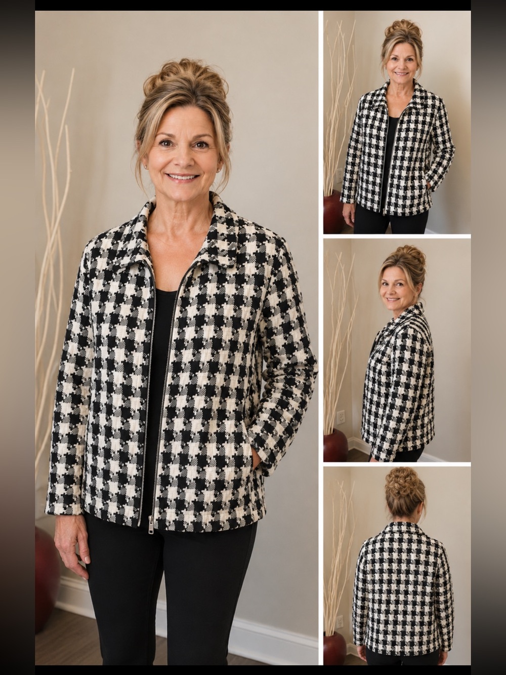 Chico's Black and White Checkered Blazer🌼🌼🌼🌼🌼. Size 16. 🌼🌼